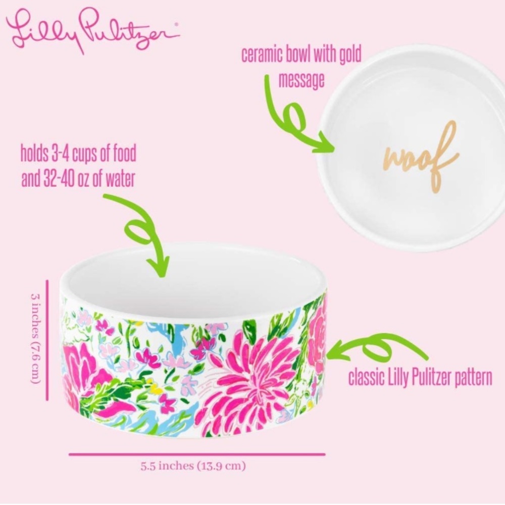 Lilly Pulitzer Dog / Pet Bowl: Splendor in the Sand - Picture 2 of 14